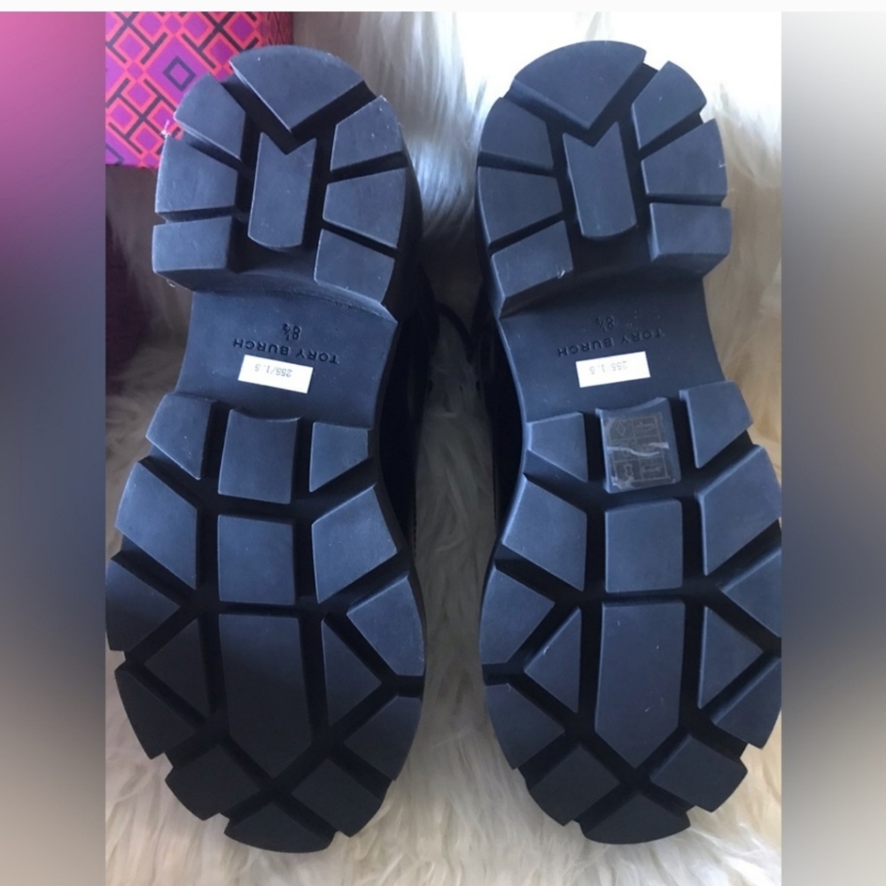 💣 TORY BURCH💣Black Leather Combat Lug Boots - Picture 9 of 15